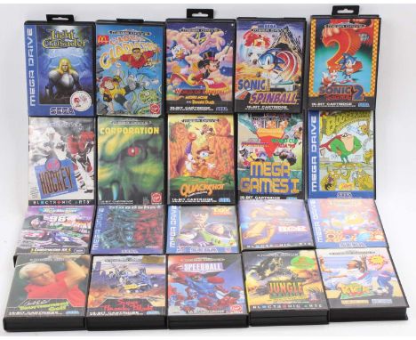 One tray containing a collection of boxed Sega Mega Drive games to include Boogerman A Pick and Flick Adventure, Light Crusad