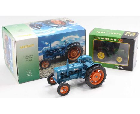 A Universal Hobbies 1/16 scale diecast model of a Fordson Power Major tractor, together with a Britains ERTL John Deere 6410 