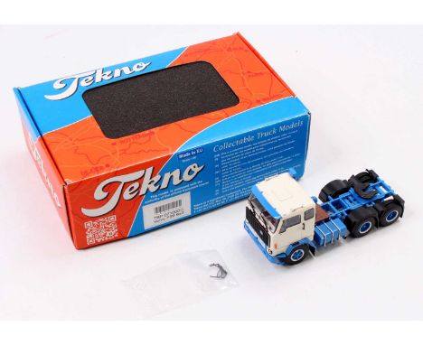 Tekno No.63678 1/50th scale model of a Volvo F89 6x2 Tractor Unit, finished in white and blue, housed in the original box