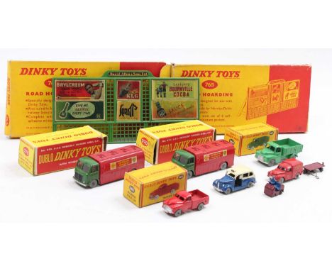 Dublo Dinky Toys group of boxed and loose models comprising 2x No. 070 A.E.C. Mercury Tanker - one having slight damage to th