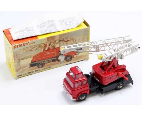 Dinky Toys No. 970 Jones Fleetmaster cantilever crane, comprising metallic red and gloss black body with red interior and whi