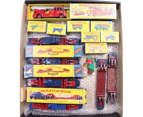 A collection of Matchbox Lesney diecast, with examples including 4x boxed Major Pack M6 Pickfords Crane Transporter, 3 are bo