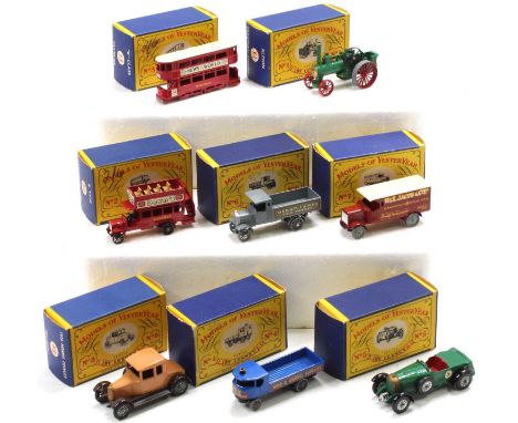 Matchbox Lesney Models of Yesteryear boxed group of 8 comprising model numbers Y1 to Y8, including Y1 Allchin Traction Engine