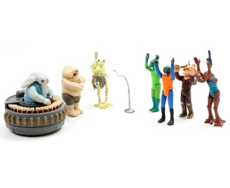 Palitoy/Kenner Star Wars figure group including Sy Snootles and the Rebo Band set with 3 figures, drums, one microphone stand