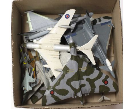 A large box containing a collection of large scale Cold War aircraft to include kit built and scratch built model aircraft to