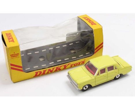 Dinky Toys No. 151, Vauxhall Victor 101, yellow body with a cream interior and spun hubs, in the original window box, with re