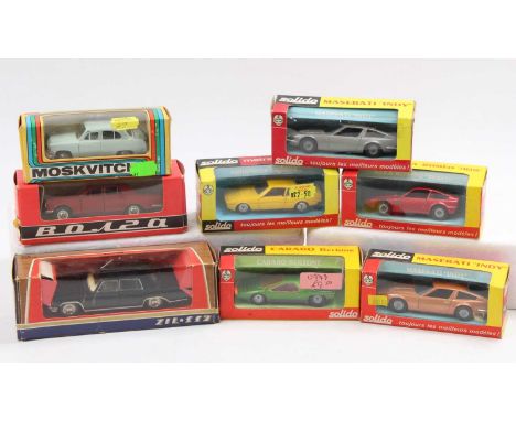 Solido 1/43rd scale diecast models group of 5 including 2x Maserati Indy, an Alfa Romeo "Zagato", a Matra "Bagheera", and a C