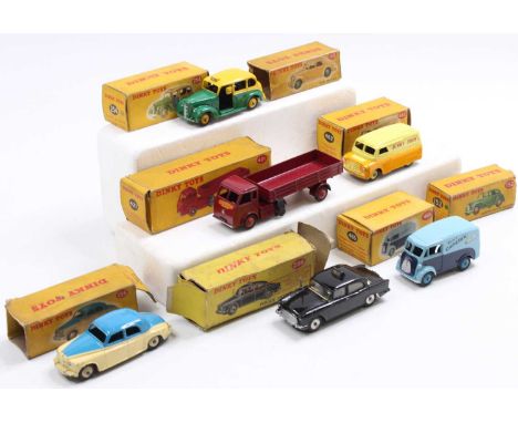 Dinky Toys boxed model group of 6 comprising No. 465 Morris "Capstan" Van, No. 482 Bedford "Kodak" Van, No. 421 Electric Arti