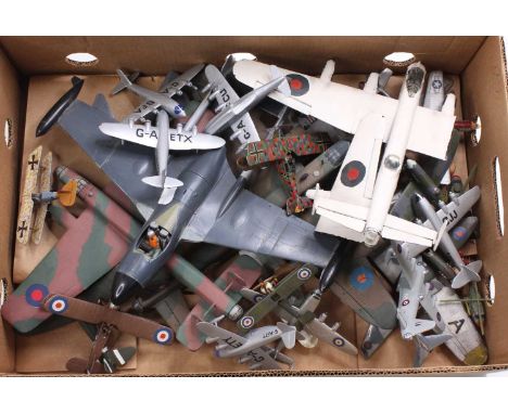 25 various mainly 1/72 scale plastic and wooden kit built and scratch built model aircraft to include British, German and Ame