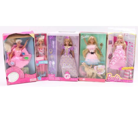 5 boxed Mattel Barbie Dolls comprising "Pink &amp; Fabulous", "Glam &amp; Groom", "Lunch Date", "Twirlin' Make Up" and one ot