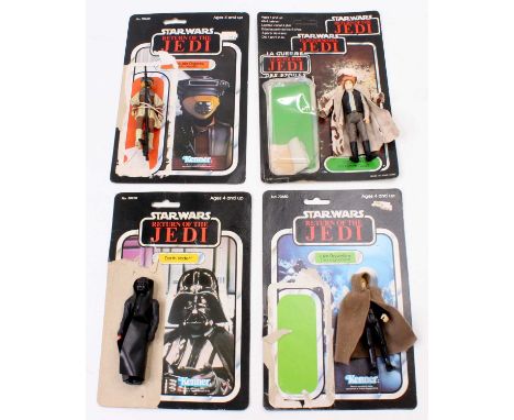 Kenner and Palitoy Star Wars Return of the Jedi group of 4 figures with backing cards comprising a Kenner Darth Vader with a 