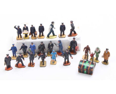 Collection of Dinky, Crescent and similar railwayman and workman figures, to include 0 and 00 gauge scale