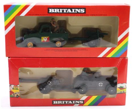 A Britains boxed Rainbow issue military vehicle group, two examples to include a No. 9788 Army group Huber wagon and German f