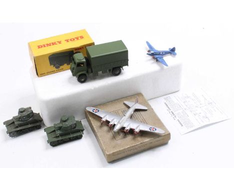 Collection of Dinky Toys Military and Aircraft models to include No.62G Boeing Flying Fortress Monoplane (VG-BVG), No.623 Arm