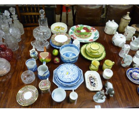 A glass decanter and stopper ; a glass basket and fruit bowl; together with a quantity of various china; a Copeland Spode Ita