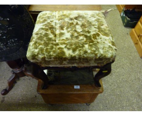 A Victorian mahogany commode and an upholstered stool