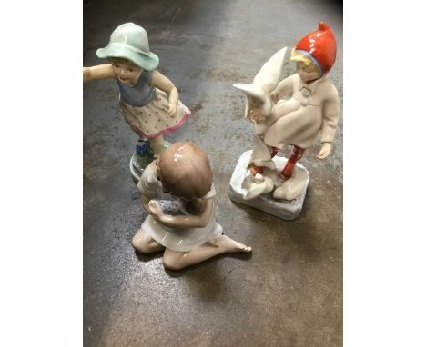 Two Royal Worcester figurines - 'November', Sabbath child, together with Royal Copenhagen figure
