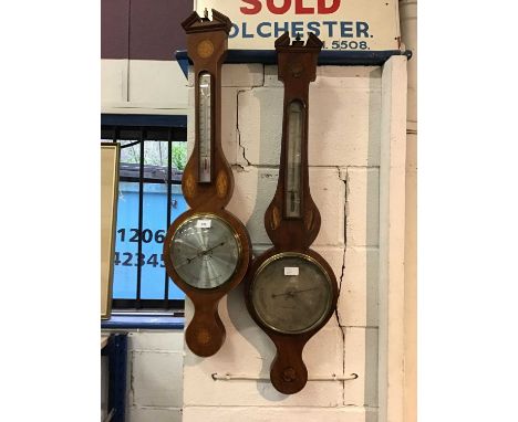 19th century mahogany barometer and a later barometer 