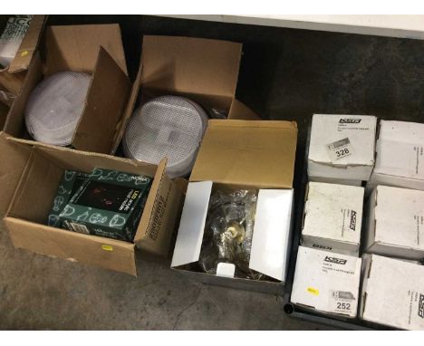 Group of light fittings, lantern style ceiling light, LED motif mobiles, nearly all boxed as new