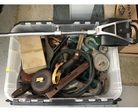 One box containing a quantity of hand tools and shooting stick