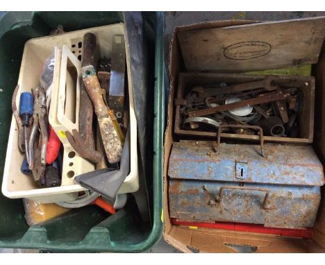 Quantity old hand tools, tool boxes and accessories 