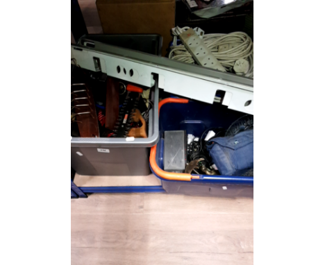 THREE BOXES CONTAINING MISCELLANEOUS TOOLS AND LEADS
