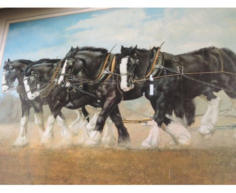 A decorative print, plough horses
