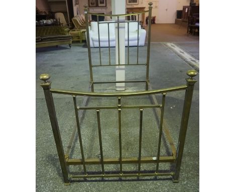 A Vintage Brass Effect Single Bed, With irons, 140cm high, 102cm wide, 206cm long