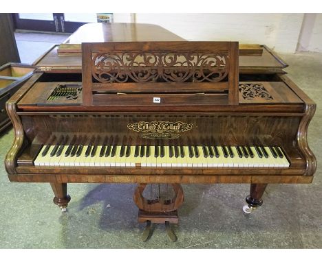 A Victorian Rosewood Boudoir Grand Piano by Collard &amp; Collard, Sold by John Purdie 83 Princess st Edinburgh, Having ivory