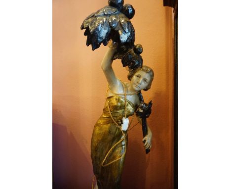 Frederich Goldscheider, Vienna, A Large Cold Painted Terracotta Figure of a Female, circa 1920s, signed to base, converted to