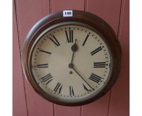 A Mahogany Single Fusee Wall Clock, circa early 20th century, The 12 inch dial having Roman numerals, with pendulum and key, 
