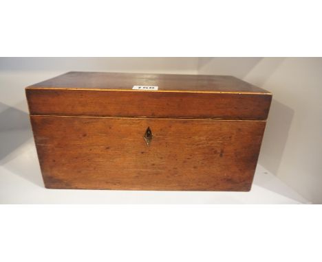 A Regency Tea Caddy, Enclosing compartments and mixing jar, lacking escutcheon, 15cm high, 30cm wide