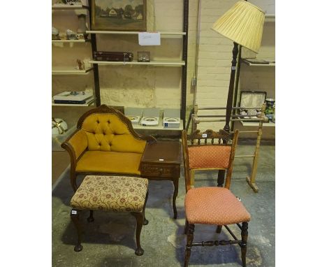 A Mixed Lot of Occasional Furniture, To include a vintage towel rail, a telephone table, floor lamp, upholstered chair and fo