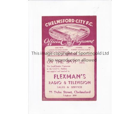 ARSENAL Programme for the away Friendly v Chelmsford City 16/9/1939. Good
