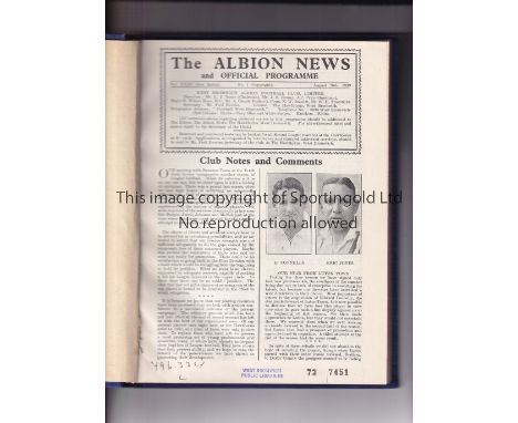 WEST BROMWICH ALBION 1939-40 West Brom bound volume for the scarce wartime season 1939-40. Twenty three programmes plus end o
