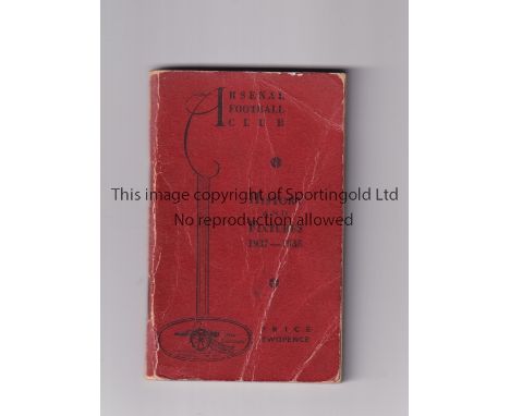 ARSENAL Handbook for Championship season 1937/8, covers creased. Generally good