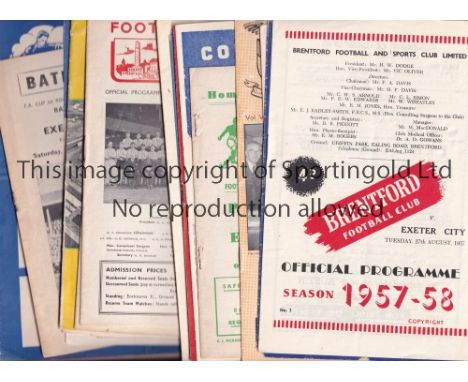 EXETER CITY Set of 24 away programmes for season 1957/8, 23 League, Southend, score on the cover and Bath City FA Cup. Some a