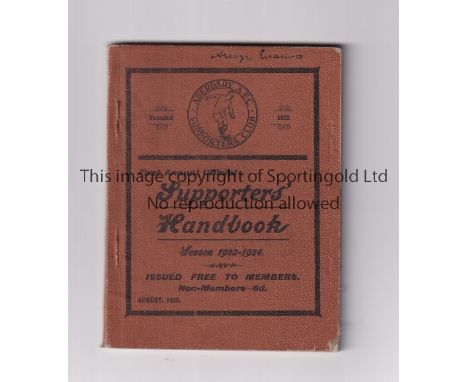 ABERDARE A.F.C. 1923/4 First official handbook issued by the Supporters' Club, mane written on the top of the cover. Generall