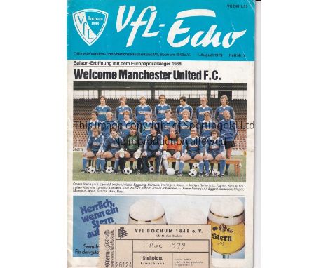 1979 BOCHUM V MANCHESTER UNITED Programme and ticket for the friendly in Germany on 1/8/79. Programme has a slight fold. Tick