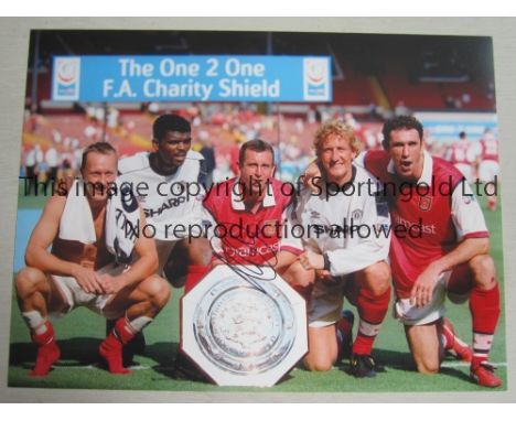 ARSENAL AUTOGRAPHS 1960s - 1990s Five 16" X 12" photos each signed by the player featured including Tony Woodcock, Nigel Wint
