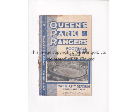 QPR Programme for the home FA Cup tie v Merthyr Town 1/12/1932, repairs throughout. Fair