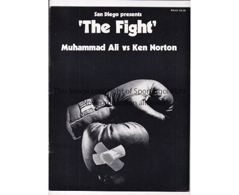 MUHAMMAD ALI V KEN NORTON 1973 On site programme for the first fight in San Diego 31/3/1973. Good