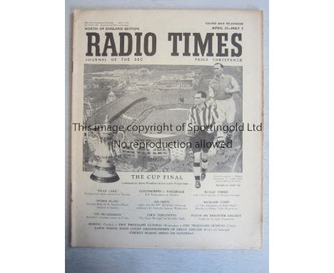 1952 FA CUP FINAL / ARSENAL V NEWCASTLE UNITED Full Radio Times magazine April 27 - May 3 with a picture of Wembley Stadium, 