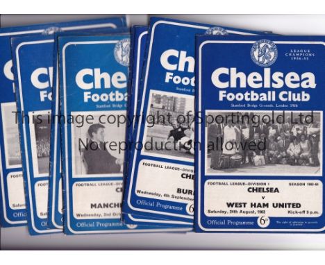CHELSEA Three sets of home programmes for seasons 1963/4 X 23, 21 X League and 2 X FA Cup, 1964/5 X 24, 21 League, Man. Utd. 