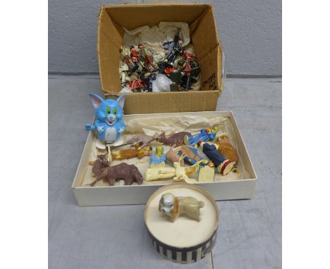 A box of lead soldiers and vintage Christmas nativity scene figures **PLEASE NOTE THIS LOT IS NOT ELIGIBLE FOR POSTING AND PA