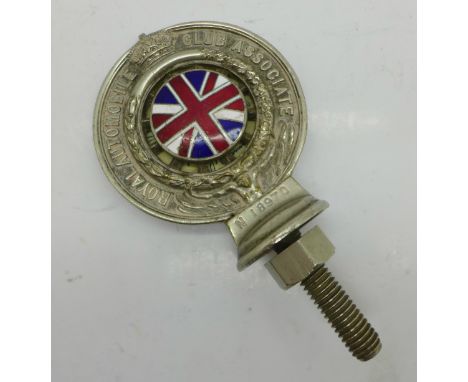 A Royal Automobile Club Association car bonnet badge, 1929 