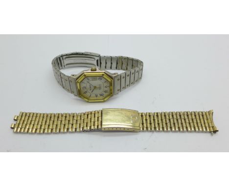 A Tissot Seastar wristwatch, a/f, and an Omega bracelet watch strap, a/f 