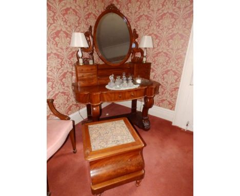 A Victorian duchesse dressing table and a commode stool. (2)  Separate viewing arrangements by appointment.