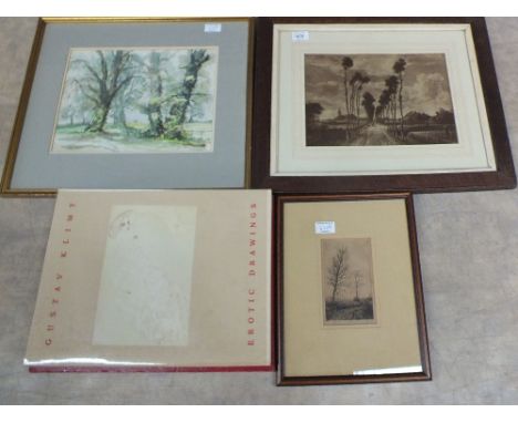 One volume Gustave Klimpt erotic drawings, watercolour, print and etching
