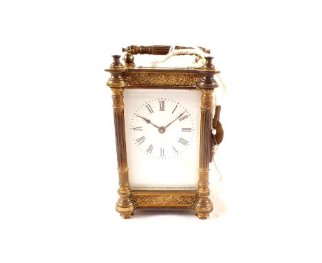 A brass cased carriage clock
